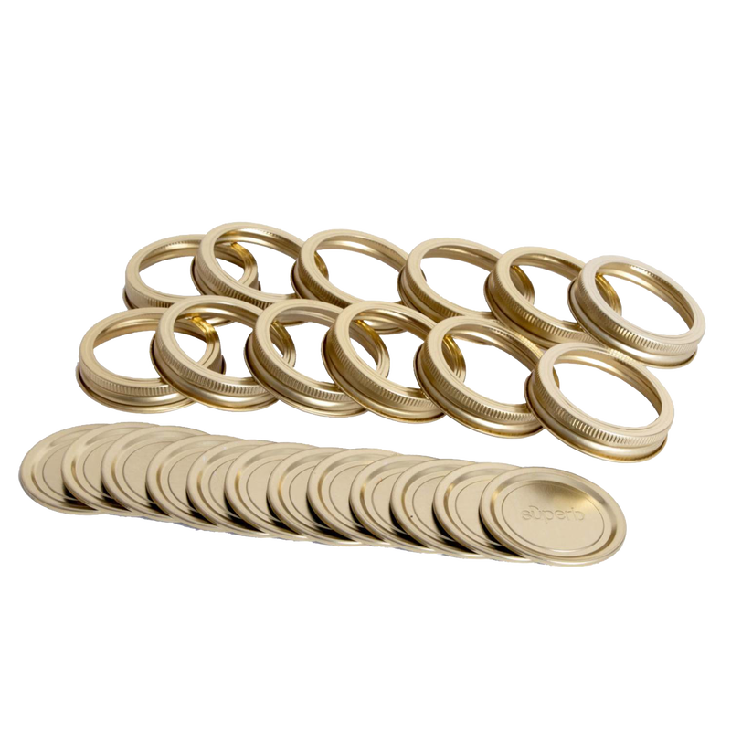 Set of 12 superb quality canning jar lids and bands with BluSeal™ technology, crafted in USA for reliable sealing in Kitchen & Food and Food Preservation collections.