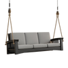 Handcrafted 7 ft rope swing sofa with thick gray cushions, made in the USA from durable cypress wood, perfect for outdoor spaces in Home & Decor, Amish Made, Best Sellers collections.