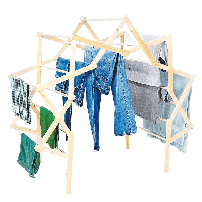 Handcrafted extra-large arch-shaped wooden drying rack made in USA by the Amish, offering ample space for laundry with efficient air circulation, ideal for Home & Decor and Laundry Supplies collections.