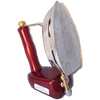 Compact butane iron featuring a cast aluminum sole plate and polished wooden handle, designed for convenient use without electricity, part of USA Made and Laundry Supplies collections.