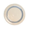 Handcrafted stoneware dinner plate featuring two blue stripes on natural cream background, made in USA, ideal for Kitchen & Food, Dinnerware, Holiday Hosting, and Best Seller collections.