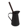Black metal holder with a sleek handle paired with a toilet brush featuring an oiled thermowood handle, handcrafted for stylish and functional bathroom cleaning in Home & Decor and Household Cleaning collections.