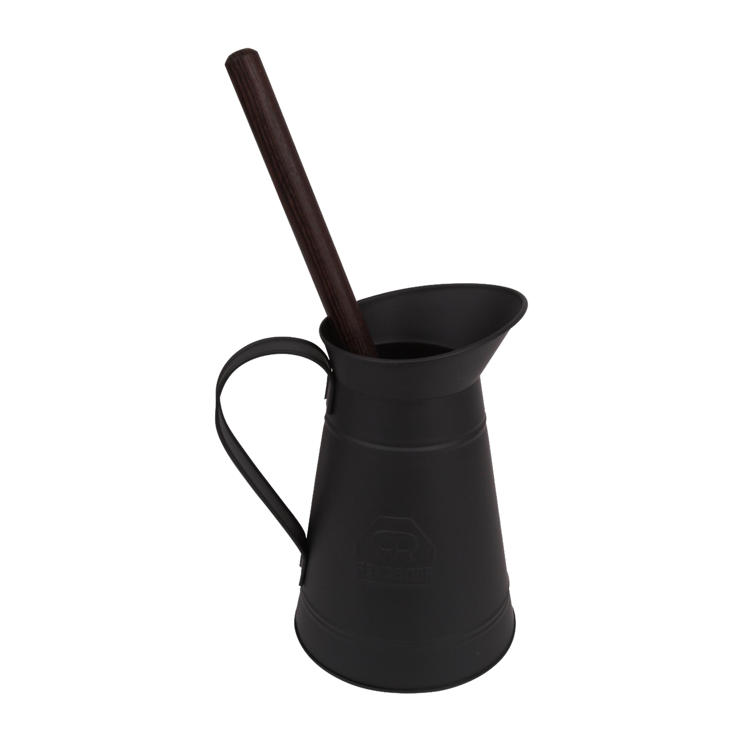 Black metal holder with a sleek handle paired with a toilet brush featuring an oiled thermowood handle, handcrafted for stylish and functional bathroom cleaning in Home & Decor and Household Cleaning collections.