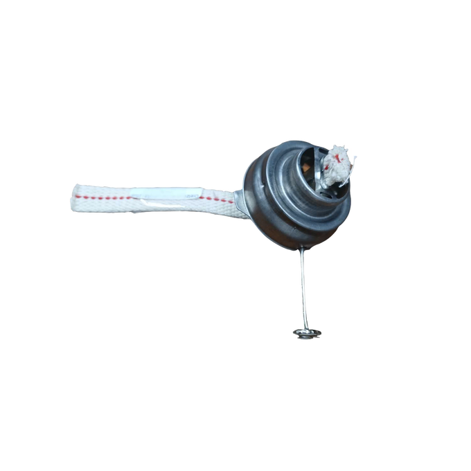 Metal burner component for oil lanterns with attached wick, designed as a replacement part for camping and emergency lighting, featured in lamps and outdoor collections.