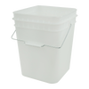 White 4-gallon durable plastic bucket with a metal handle and tight-fitting lid, FDA approved for food storage, suitable for Kitchen & Food, Storage and Serving, USA Made collections.