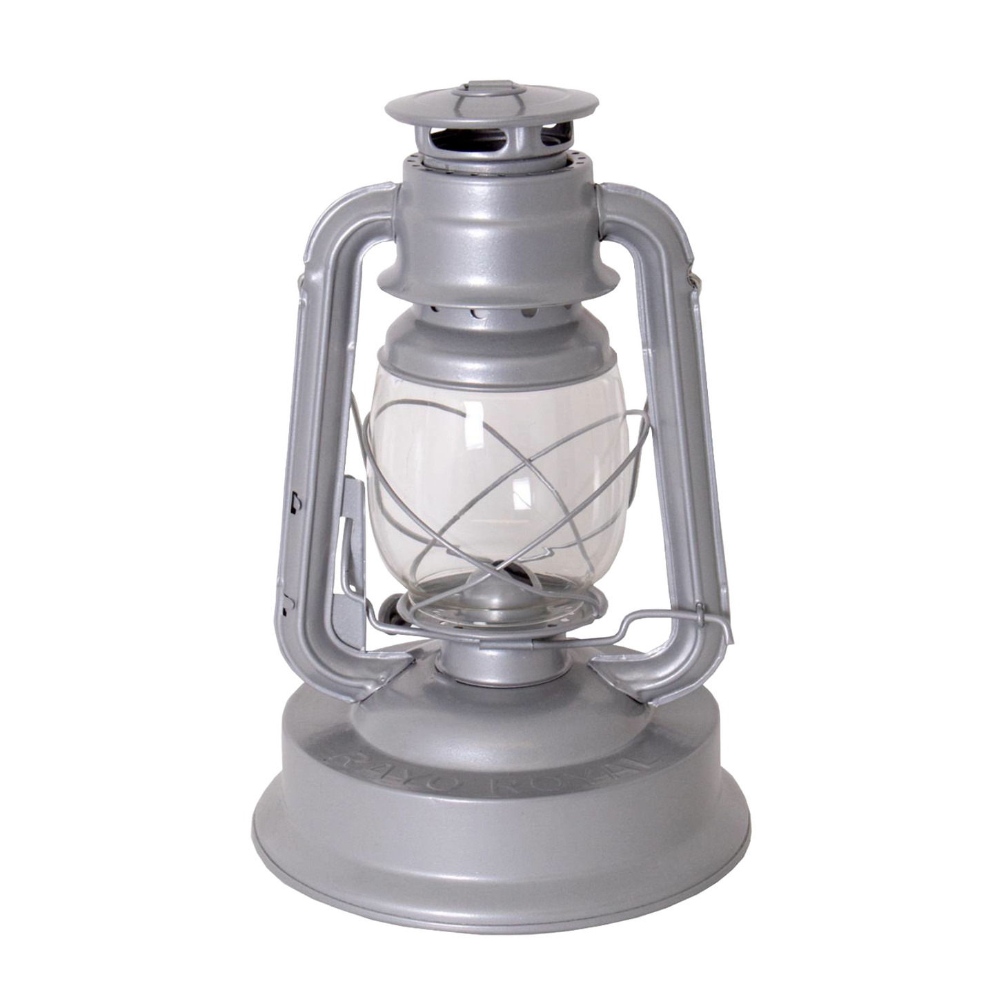 Handcrafted Rayo Royal Lantern in durable metal with glass globe and protective wire frame, designed for reliable, bright lighting in camping, farm, garden, emergency supplies, and outdoor use.