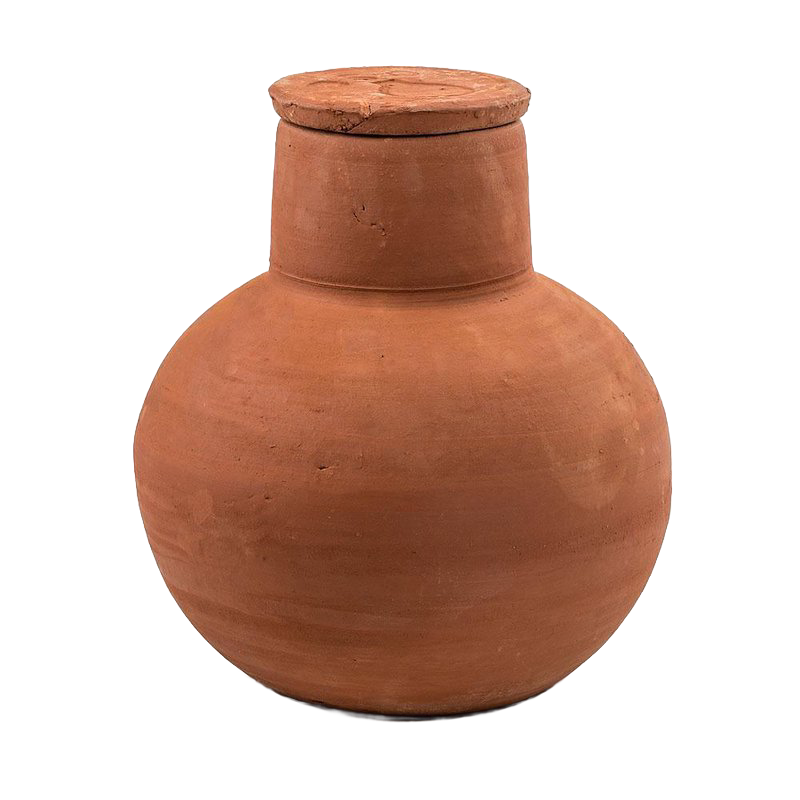 Unglazed terra cotta garden watering pot with a fitted lid, designed for efficient irrigation in small gardens, featured in Farm, Garden & Tool, Garden Accessories, and Lawncare collections.