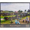 Scenic countryside scene puzzle featuring a large gathering of Amish buggies in a field with boys walking nearby, handcrafted and made in USA, part of Toys, Books & Games and Best Sellers collections.