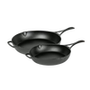 Set of two lightweight cast iron skillets with pouring spouts, featuring a triple-seasoned finish for durability, ideal for Kitchen & Food, Cookware, Cast Iron, USA Made, and Best Sellers collections.