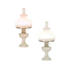 Pair of handcrafted Aladdin Lincoln Drape oil lamps with white frosted top shades and clear glass bases, perfect for Farm, Garden & Tool, Lamps & Lighting, Emergency Supplies, and Best Sellers collections.