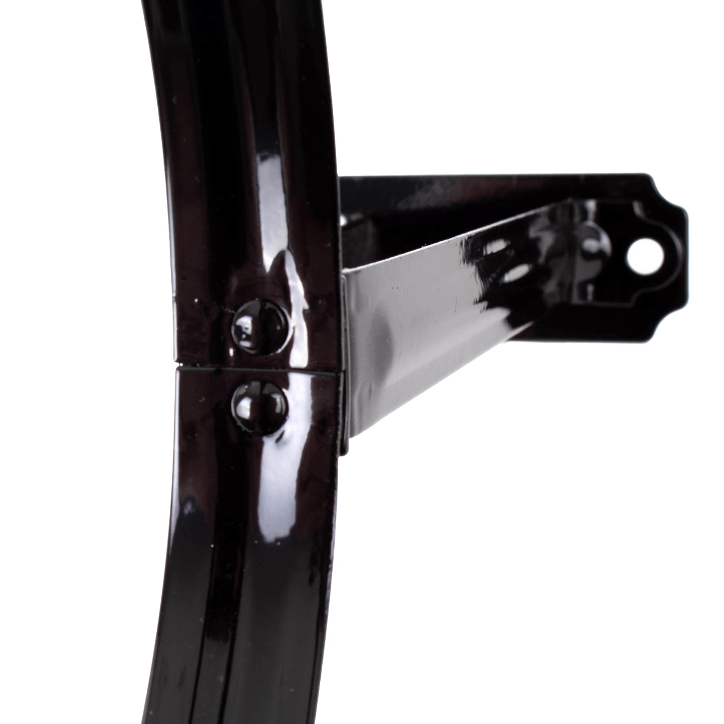 Handcrafted black metal wall bracket with glossy finish and mounting hole, designed to support Aladdin oil lamps, featured in Lamps & Lighting, Oil Lamps, Wall Lamps, Best Sellers, and Promo Eligible collections.