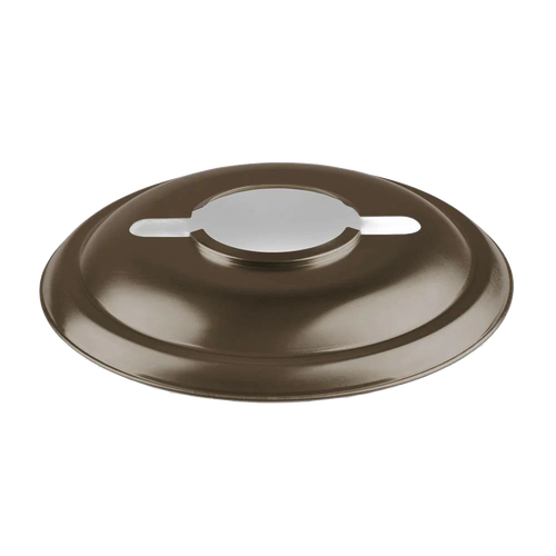 Handcrafted steel reflector in brown, designed to direct light downward and reduce glare for oil lanterns, ideal for Lamps & Lighting, Emergency Supplies, Oil Lamps, and Best Sellers collections.