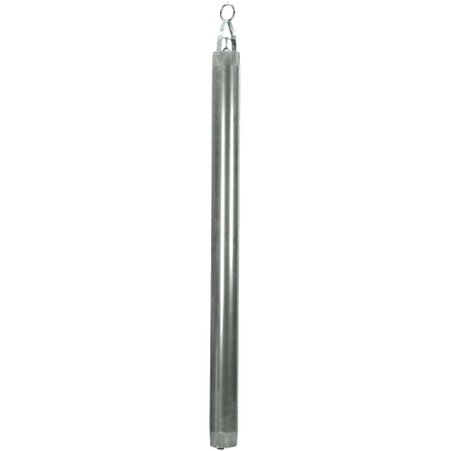 Long cylindrical galvanized steel well bucket with a watertight valve and reinforced construction, designed for reliable water retrieval in farm, garden, and emergency use.