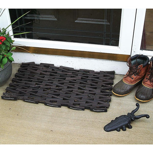 Durable woven tire strips doormat in a traditional herringbone pattern, handcrafted for heavy-duty use, ideal for Home & Decor, Household Helpers, and Best Sellers collections.