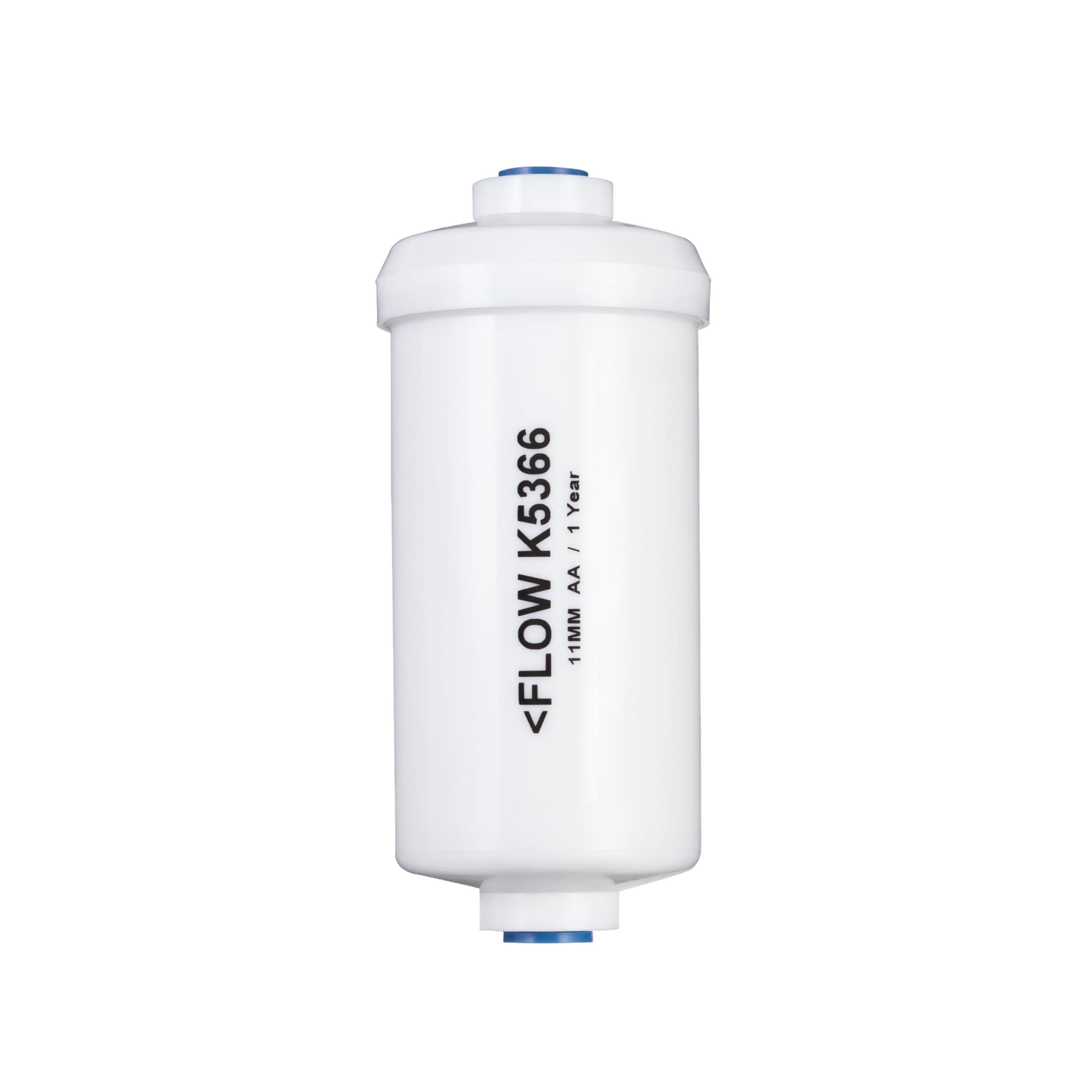White cylindrical reduction element with blue caps and directional flow markings, designed for advanced water treatment in Appliances, Emergency Supplies, and Berkey Water Filters collections.