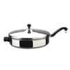 Classic stainless steel covered fry pan with black handle and lid knob, featuring heavy-duty construction, part of Kitchen & Food, Cookware, and Best Sellers collections.