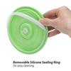 Hand holding a removable green silicone sealing ring designed for vacuum seal containers, part of Kitchen & Food storage and Food Preservation collections.