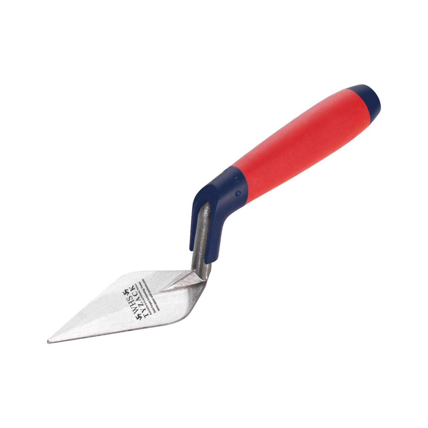 Durable 4-inch pointing trowel with hardened and tempered carbon steel blade and ergonomic red and blue soft-feel handle, ideal for Farm, Garden & Tool and Digging and Cultivating collections.