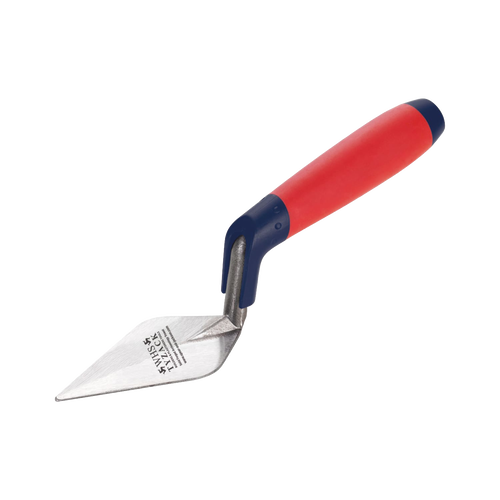 Durable 4-inch pointing trowel with hardened and tempered carbon steel blade and ergonomic red and blue soft-feel handle, ideal for Farm, Garden & Tool and Digging and Cultivating collections.