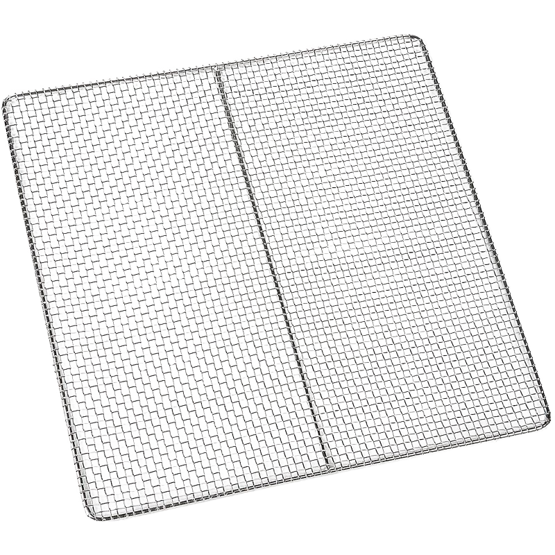 Square stainless steel drying tray with fine mesh screen, durable and easy to clean, designed for use in kitchen food preservation and drying, made in USA.