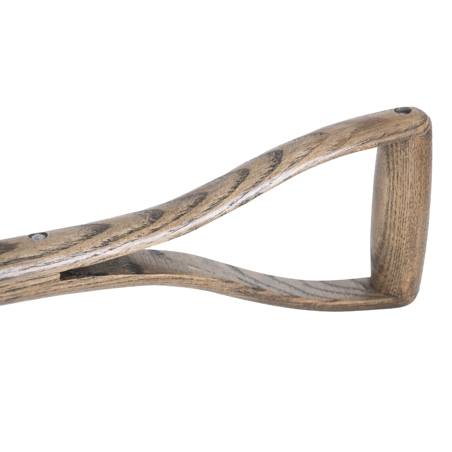 Close-up of a weatherproof hardwood handle with ergonomic D-grip design, crafted for durability and comfort in Farm, Garden & Tool, Digging and Cultivating, and Lawncare collections.