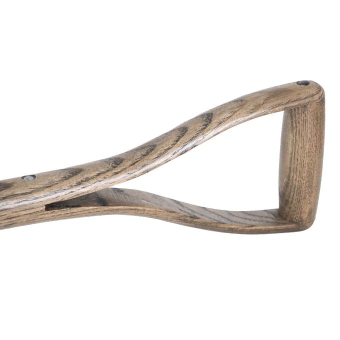 Close-up of a weatherproof hardwood handle with ergonomic D-grip design, crafted for durability and comfort in Farm, Garden & Tool, Digging and Cultivating, and Lawncare collections.
