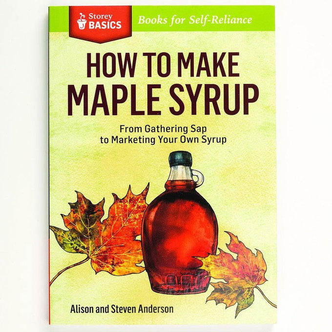 Cover of handcrafted guidebook titled How to Make Maple Syrup with illustration of maple leaves and syrup bottle, part of Farm, Garden & Tool and Books collections.
