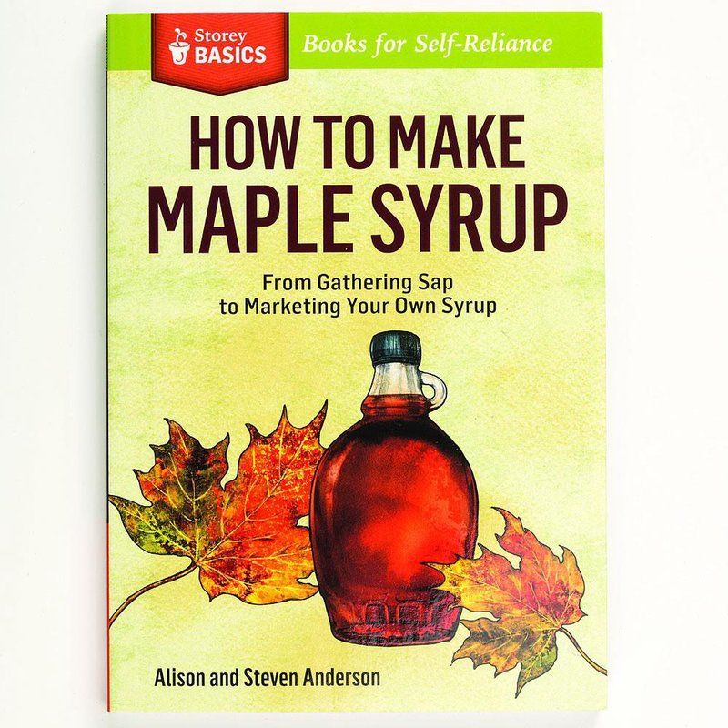 Cover of handcrafted guidebook titled How to Make Maple Syrup with illustration of maple leaves and syrup bottle, part of Farm, Garden & Tool and Books collections.