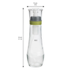 Clear glass oil spray bottle with green-accented pump and stopper, designed for precise oil application, dishwasher safe, ideal for Kitchen & Food, Cookware, and Baking Supplies collections.