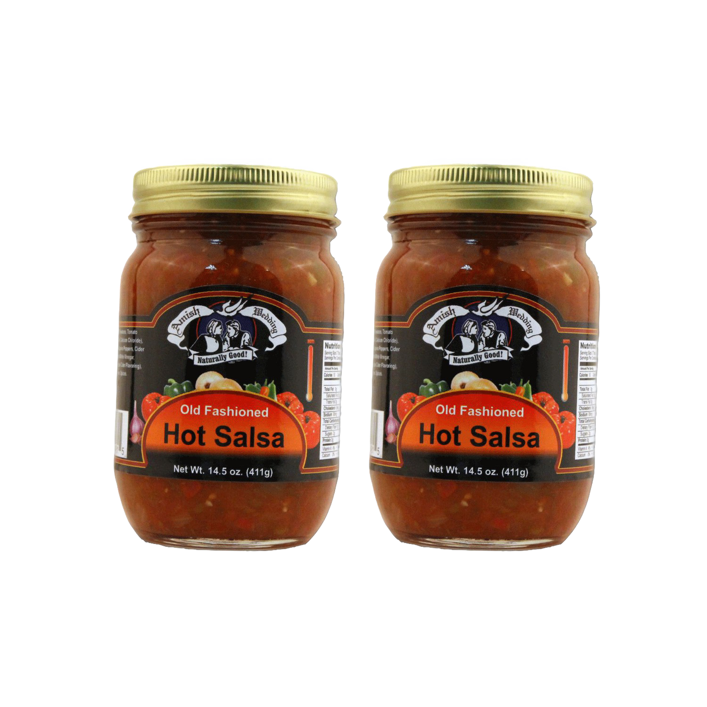 Two 14.5-ounce handcrafted jars of Old Fashioned hot salsa with naturally thick, chunky texture, made in USA, great for Kitchen & Food, Snacks and Sweets, Pantry, USA Made, Best Sellers, and Promo Eligible collections.