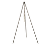 Tall Boy tripod made of solid steel with high-temp black finish and galvanized adjustable chain, designed for outdoor cooking with cast iron cookware, featured in Farm, Garden & Tool and Camping collections.
