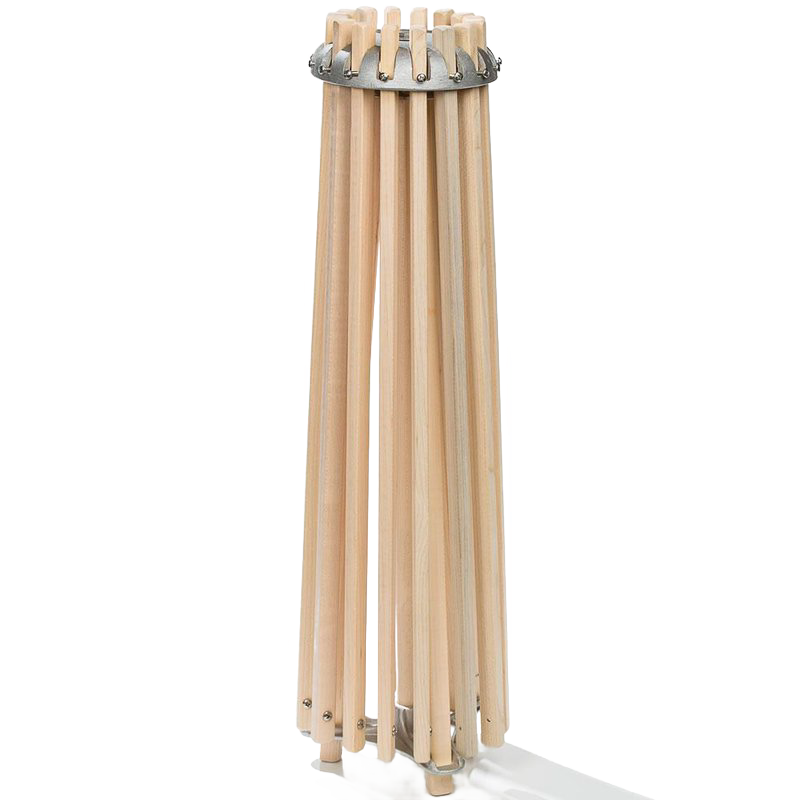 Handcrafted 16-arm floor dryer made of smoothly sanded wood with stainless steel hardware, compact design for easy storage, part of Home & Decor and Laundry Supplies collections.