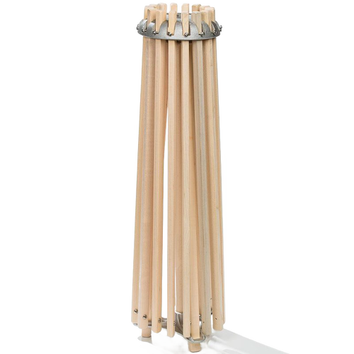 Handcrafted 16-arm floor dryer made of smoothly sanded wood with stainless steel hardware, compact design for easy storage, part of Home & Decor and Laundry Supplies collections.