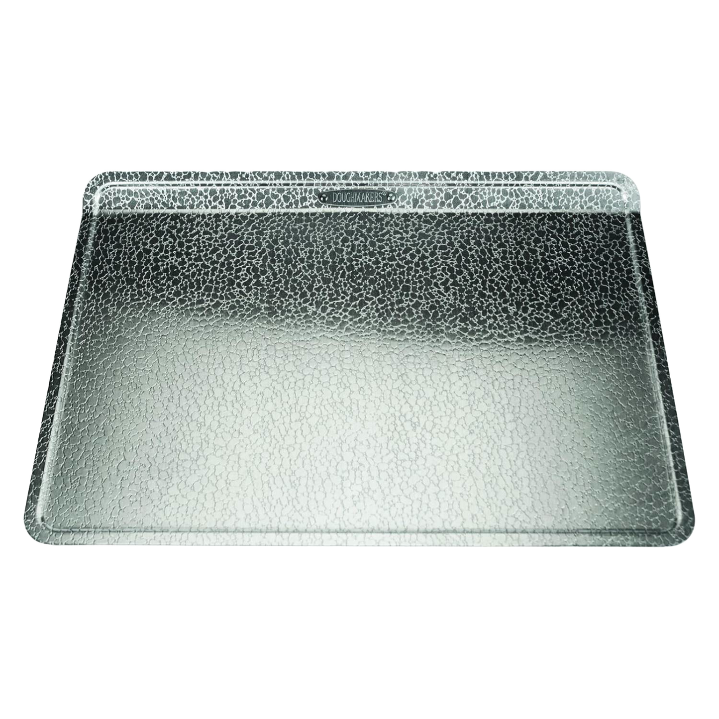Large naturally non-stick bakeware sheet made from heavy gauge recyclable aluminum with a unique mottled silver finish, ideal for kitchen & food, bakeware, and best sellers collections.
