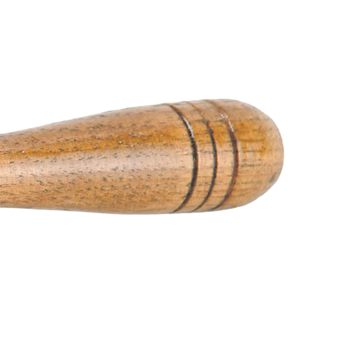 Close-up of a smooth wooden handle with decorative grooves, part of a handcrafted USA-made hog scraper featured in Kitchen & Food, Specialty Equipment, Butchering Supplies, USA Made, Best Sellers, and Promo Eligible collections.