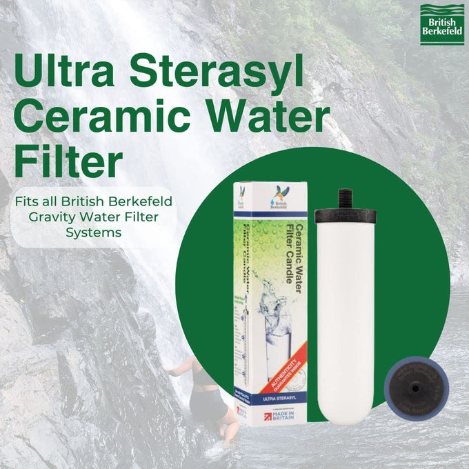 Ceramic water filter element with granular activated carbon, compatible with British Berkefeld gravity systems, featured in Farm, Garden & Tool and Emergency Supplies collections.