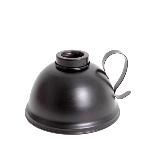 Handcrafted black steel round font with a curved handle for a vintage-style oil lamp, designed for durability and easy use in Farm, Garden & Tool, Emergency Supplies, and Best Sellers collections.