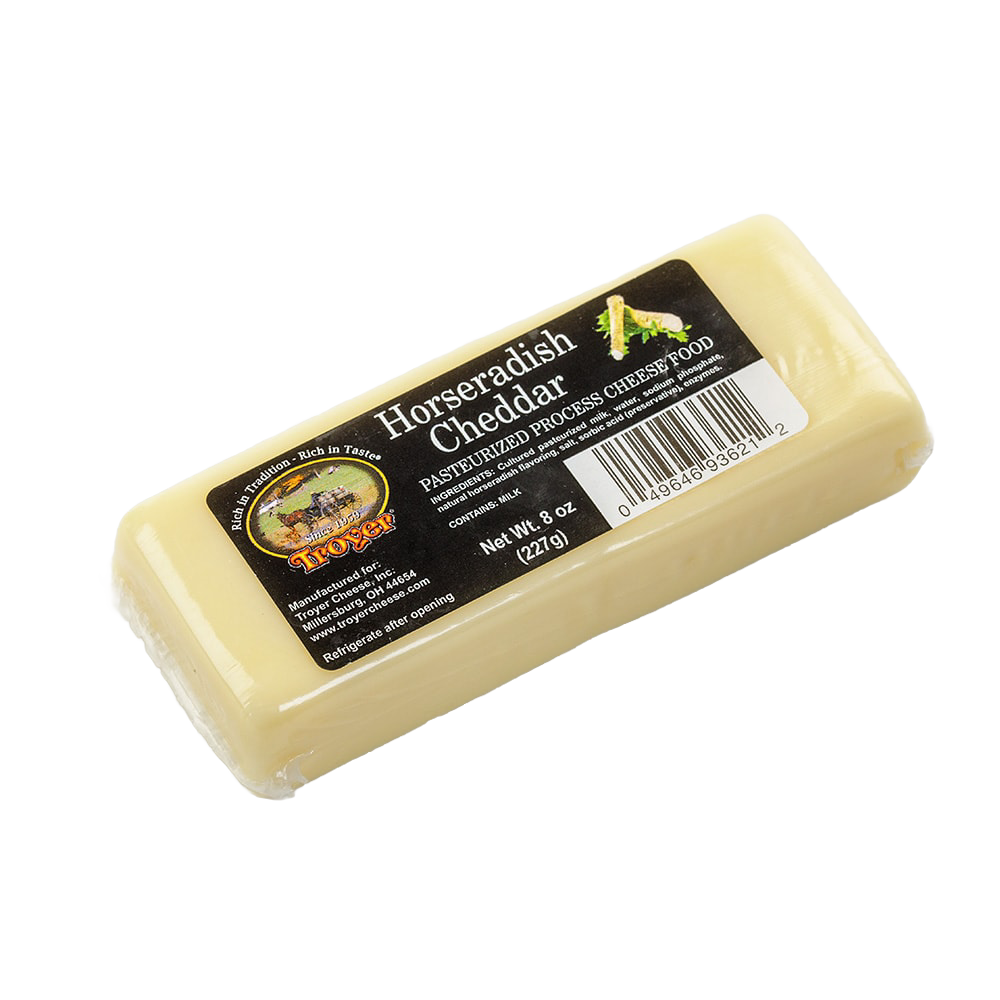 Handcrafted shelf-stable horseradish cheddar cheese food in an 8-ounce pack, made in USA and perfect for Kitchen & Food, Pantry, Snacks and Sweets, and Best Sellers collections.