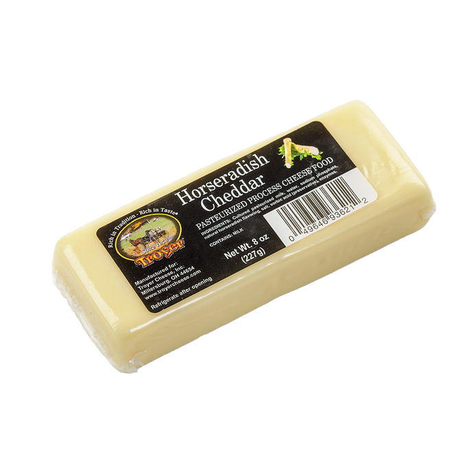 Handcrafted shelf-stable horseradish cheddar cheese food in an 8-ounce pack, made in USA and perfect for Kitchen & Food, Pantry, Snacks and Sweets, and Best Sellers collections.