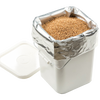 Large pack of silver mylar bags inside white plastic bucket filled with dry grains, designed for durable food storage in Kitchen & Food, Grain Mills, USA Made, and Best Sellers collections.