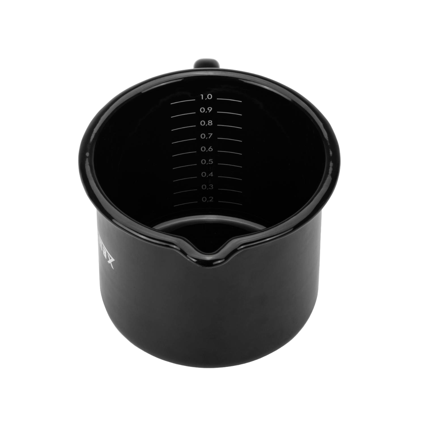 Black enameled steel milk pot with volume markings inside and a precise pour spout, handcrafted for outdoor cooking in Farm, Garden & Tool, Kitchen & Food, Camping, Cookware, Pots and Pans, and Best Sellers collections.