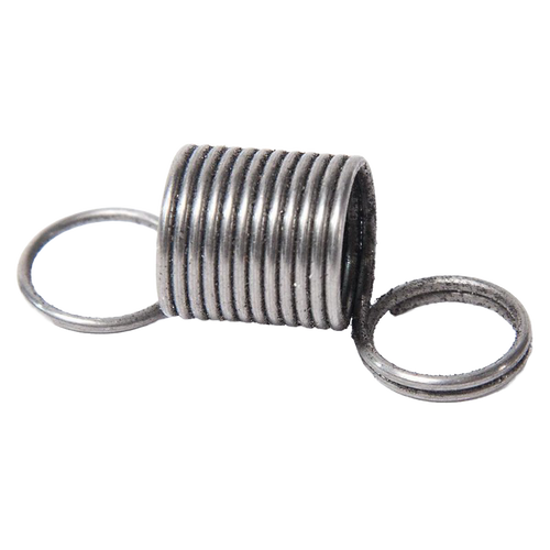 Close-up of a sturdy metal ratchet spring with coiled body and looped ends, designed as a replacement part for apple peelers in Farm, Garden & Tool and Kitchen & Food collections.