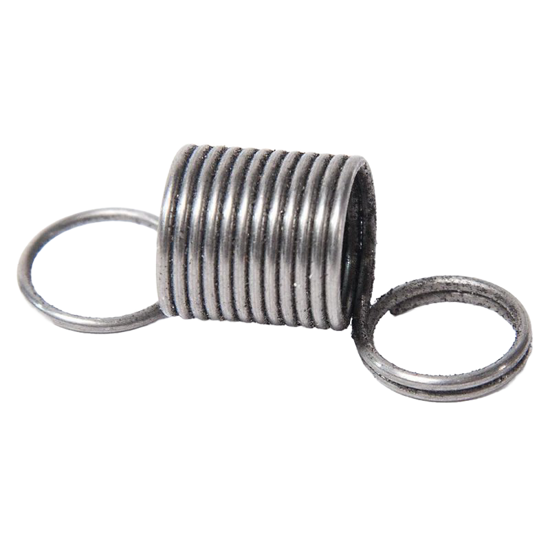 Close-up of a sturdy metal ratchet spring with coiled body and looped ends, designed as a replacement part for apple peelers in Farm, Garden & Tool and Kitchen & Food collections.