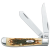Traditional folding pocket knife with amber bone handle, clip and spey blades in surgical stainless steel, handcrafted and USA made, suitable for Farm, Garden & Tool collections.