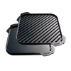 Reversible seasoned cast iron grill and griddle pan with smooth and ribbed surfaces, handcrafted in USA, ideal for Kitchen & Food, Cast Iron, Cookware, and Best Sellers collections.