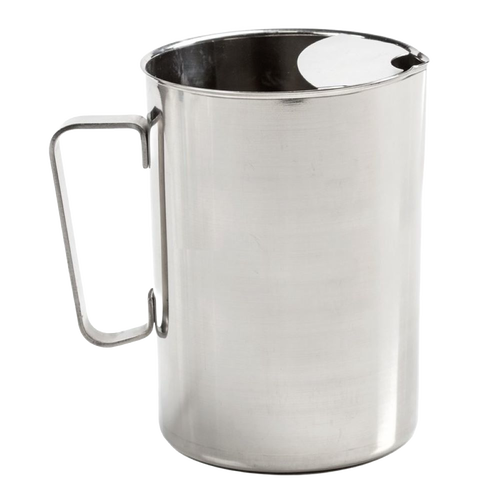 Handcrafted stainless steel pitcher with a built-in ice guard and a retro design, ideal for Kitchen & Food, Dinnerware, and Best Sellers collections.