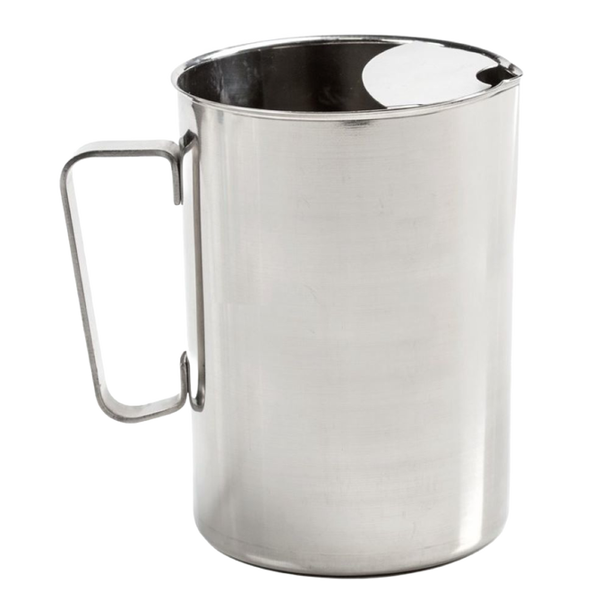 Handcrafted stainless steel pitcher with a built-in ice guard and a retro design, ideal for Kitchen & Food, Dinnerware, and Best Sellers collections.