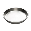 Durable lightweight stainless steel round cake pan with smooth polished surface, designed for even heat transfer and included in baking supplies and cookware collections.