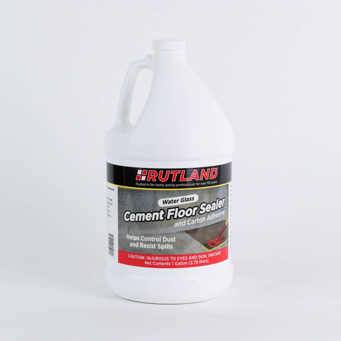One-gallon container of water glass cement floor sealer, designed to control dust and resist spills, featured in Farm, Garden & Tool, Animal Care, Best Sellers, and Promo Eligible collections.
