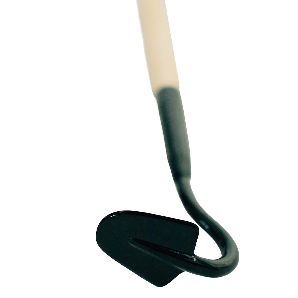 Garden cultivating tool with a small black metal head and light wooden handle, designed for precise cultivating and easy soil care in farm, garden, and digging tool collections.